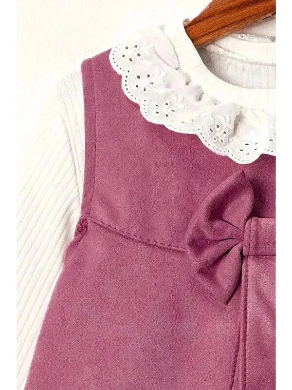 فستان بناتي فاخر مع ياقة دانتيل