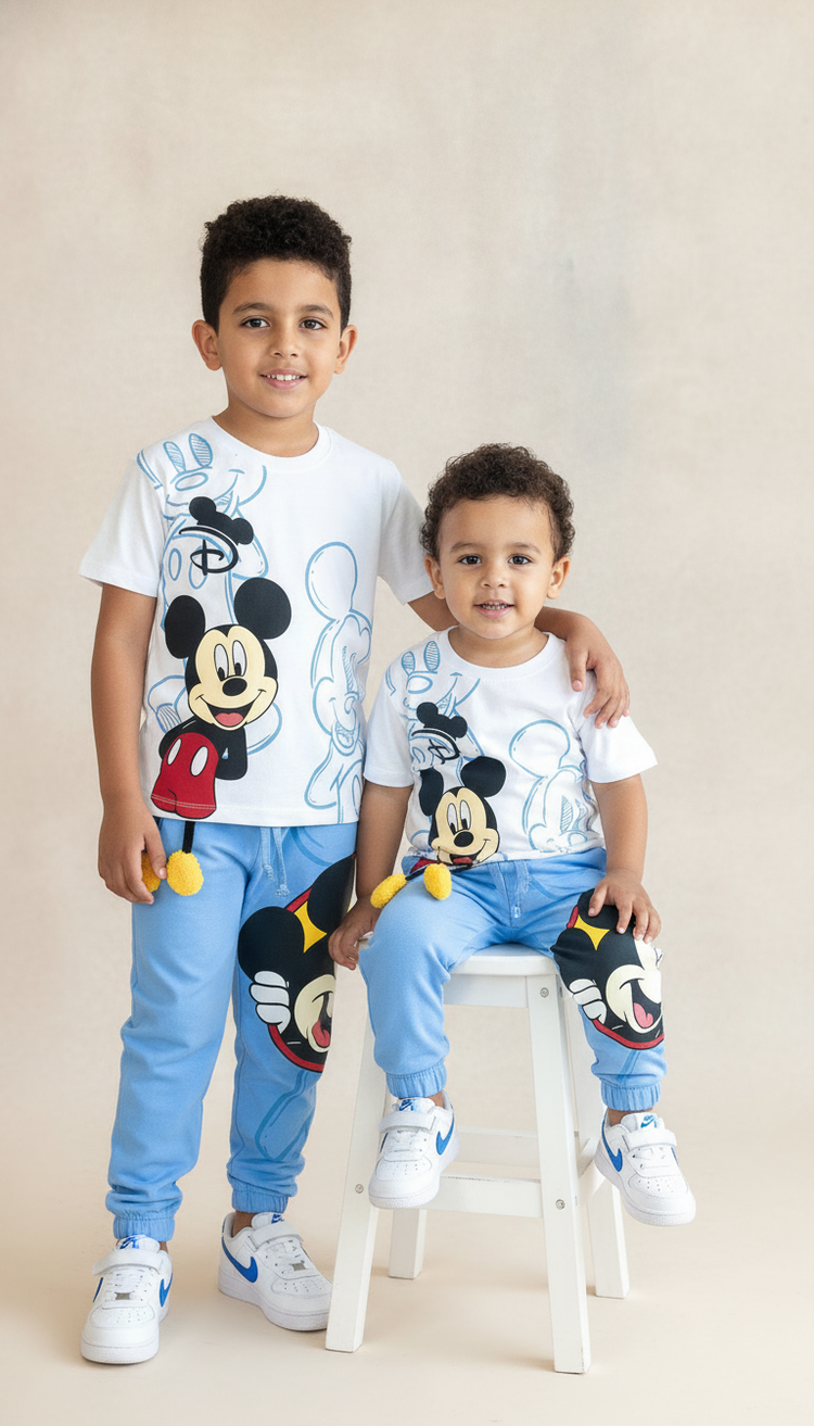 طقم Mickey والفأر السعيد بسحر الخطوط الزرقاء 3D