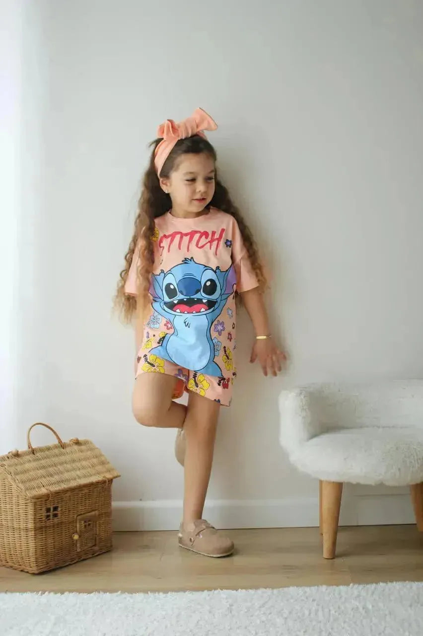 طقم Stitch – أناقة بناتية ساحرة – تفاصيل المنتج