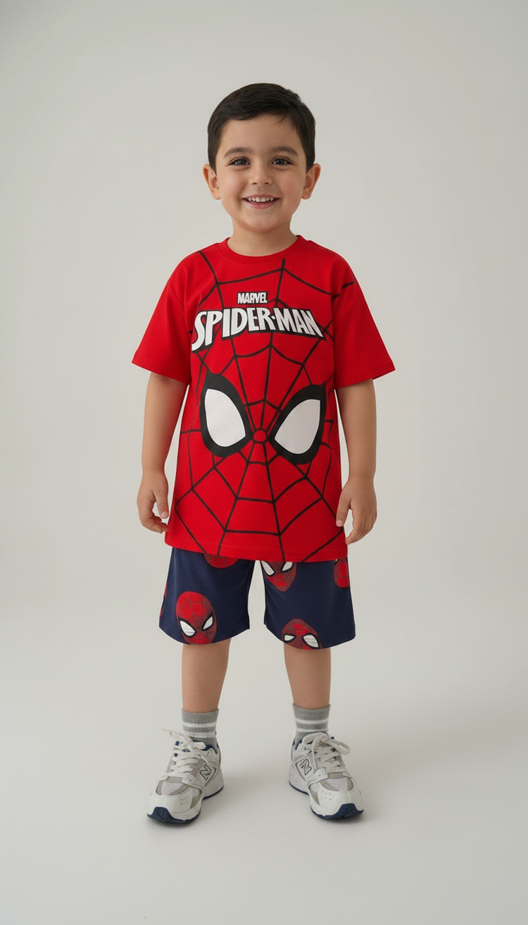 إطلالة الأبطال الصغار – SPIDER MAN الأحمر الجريء – ملابس أولاد من بامبي