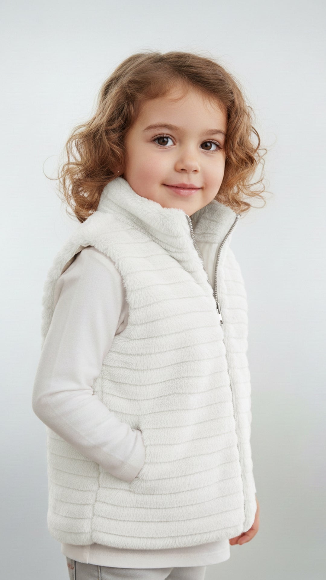 سترة بناتية من الفرو الناعم بجودة عالية.